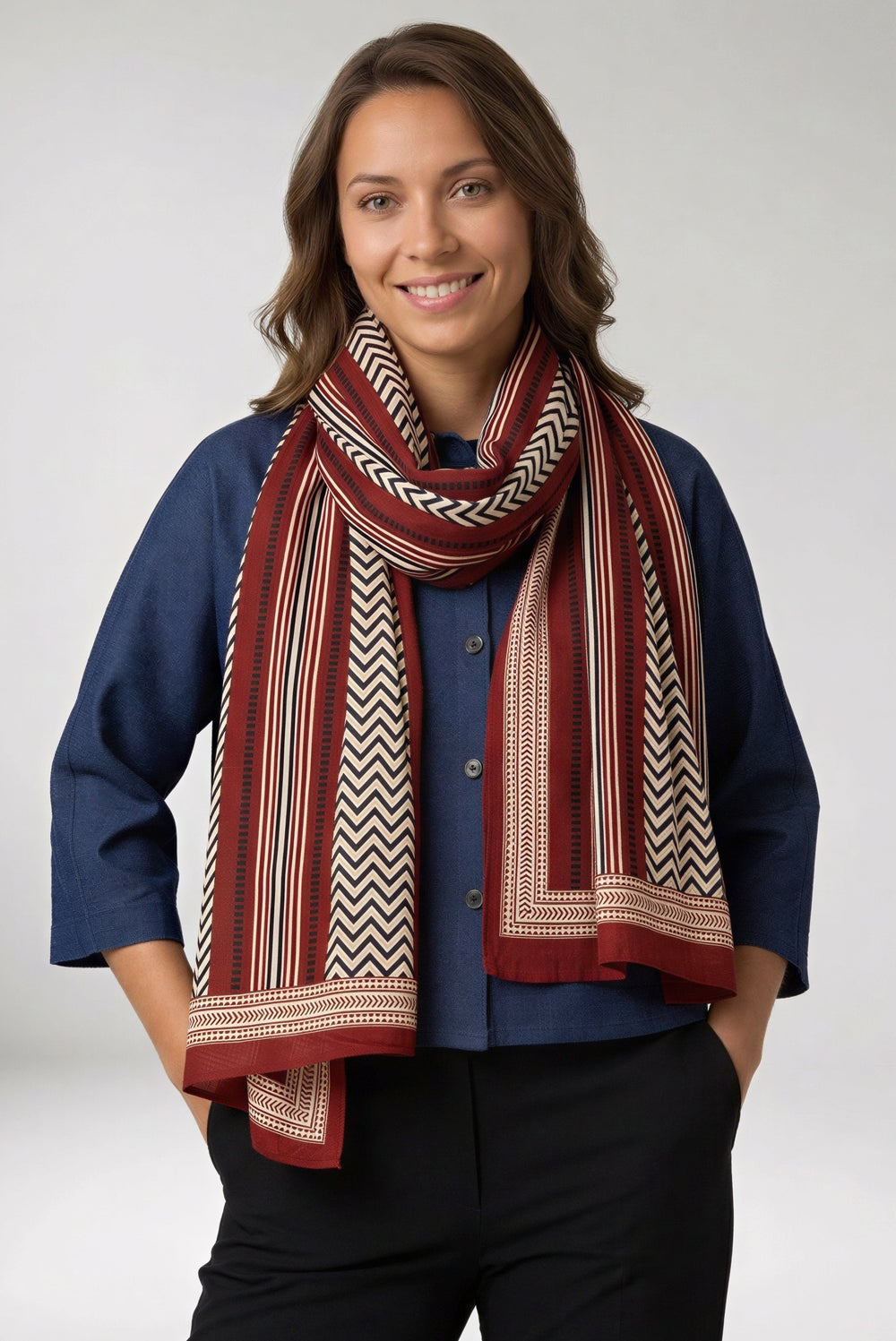 Foulard Nilesh Frise Rouge